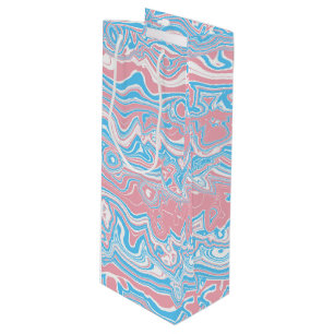 Trans Pride Flag Trippy Boho Groovy Wavy Stripes Wine Gift Bag