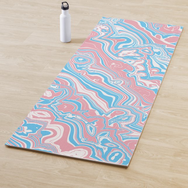 Trans Pride Flag Trippy Boho Groovy Wavy Stripes Yoga Mat (In Situ)