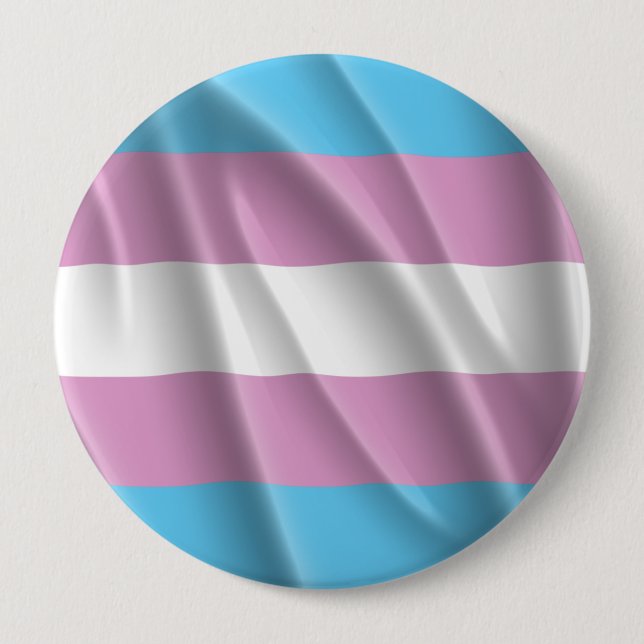 TRANS PRIDE FLAG WAVY DESIGN - 2014 PRIDE 10 CM ROUND BADGE (Front)