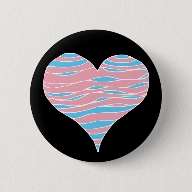 Trans Pride Heart 6 Cm Round Badge (Front)