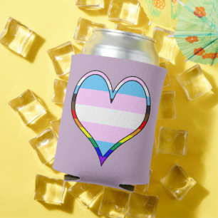 Trans Pride Heart Can Cooler