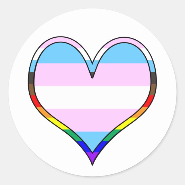 Trans Pride Heart Classic Round Sticker (Front)