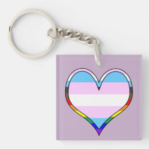 Trans Pride Heart Keychain
