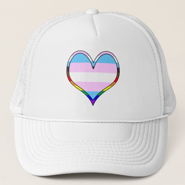 Trans Pride Heart Trucker Hat (Front)