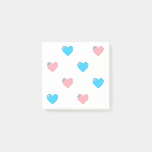 Trans Pride Hearts Post-it Notes (Front)