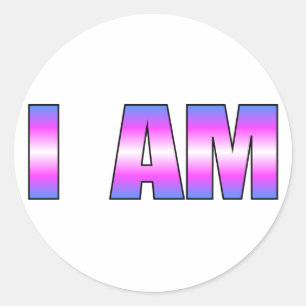 Trans Pride I AM White Background Classic Round Sticker