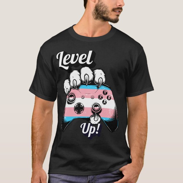Trans Pride Level Up Tiger Paw Controller Tee 2026 (Front)