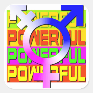 Trans Pride POWERFUL Colour Banners Square Sticker