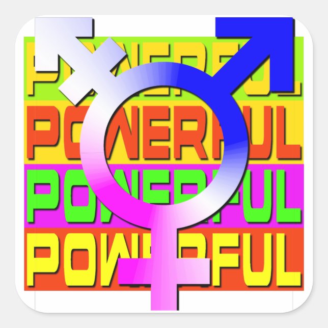 Trans Pride POWERFUL Colour Banners Square Sticker (Front)