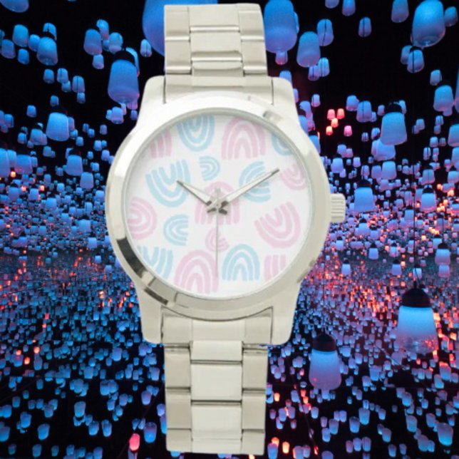 Trans Pride Rainbow Oversized Silver Bracelet Watch (Creator Uploaded)