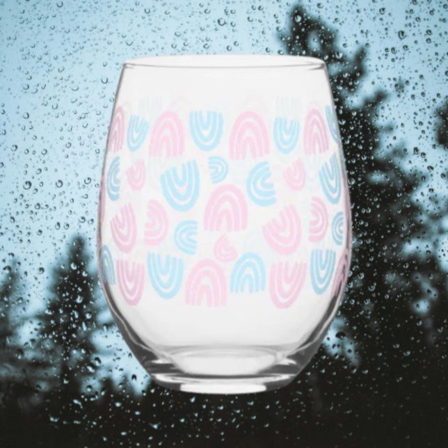 Trans Pride Rainbow Stemless Wine Glass (Creator Uploaded)
