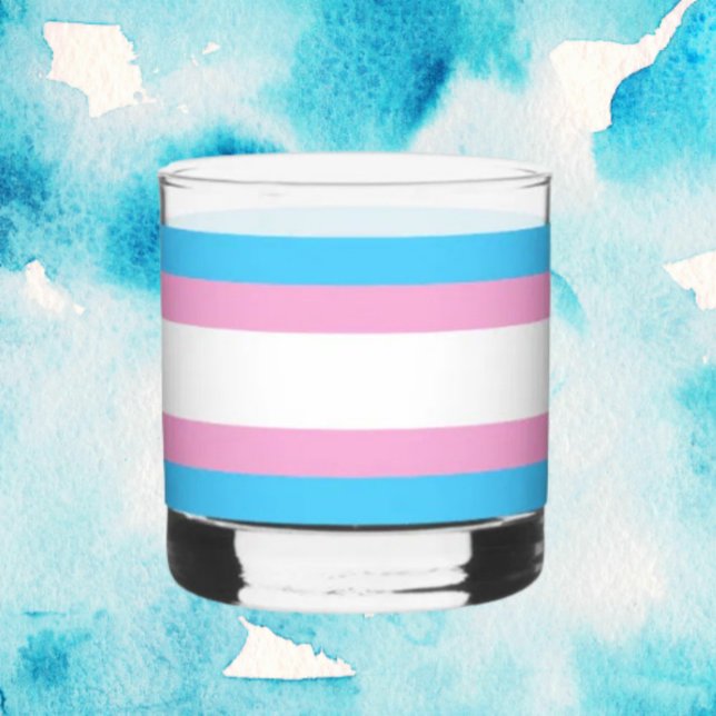 Trans Pride Rocks Glass: Sip with Solidarity Whiskey Glass (Creator Uploaded)