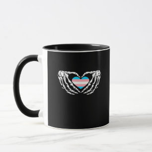 Trans Pride Skeleton Halloween Goth Heart Creative Mug