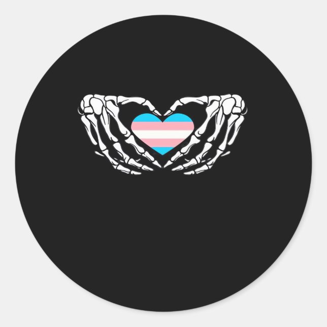 Trans Pride Skeleton Halloween Transgender Goth He Classic Round Sticker (Front)