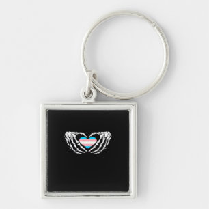 Trans Pride Skeleton Halloween Transgender Goth He Key Ring