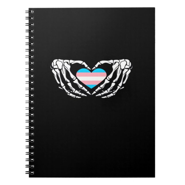 Trans Pride Skeleton Halloween Transgender Goth He Notebook (Front)