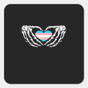 Trans Pride Skeleton Halloween Transgender Goth He Square Sticker