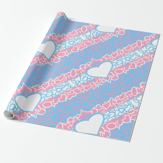 Trans Pride Squiggle Wrapping Paper (Unrolled)