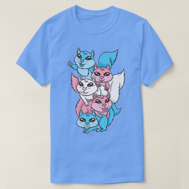 Trans Pride Squirrel Pile Transgender  T-Shirt (Design Front)