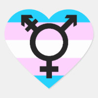 Trans Pride stickers - hearts, with symbol