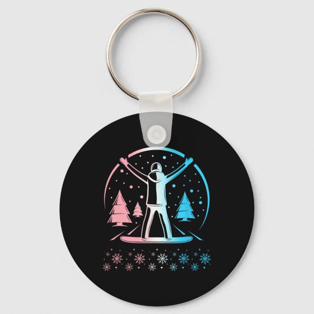 Trans Pride Subtle Lgbtq Gay Pride Winter Snowboar Key Ring (Front)