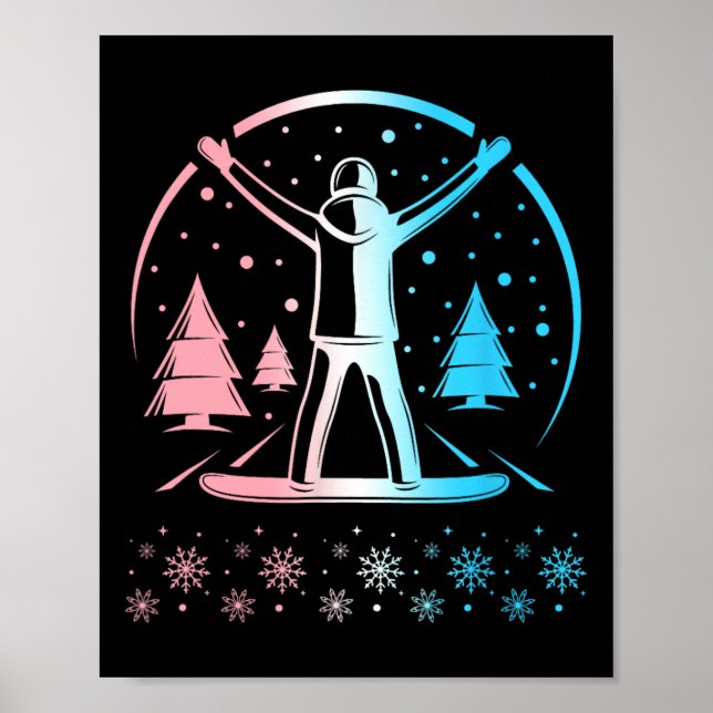 Trans Pride Subtle Lgbtq Gay Pride Winter Snowboar Poster (Front)
