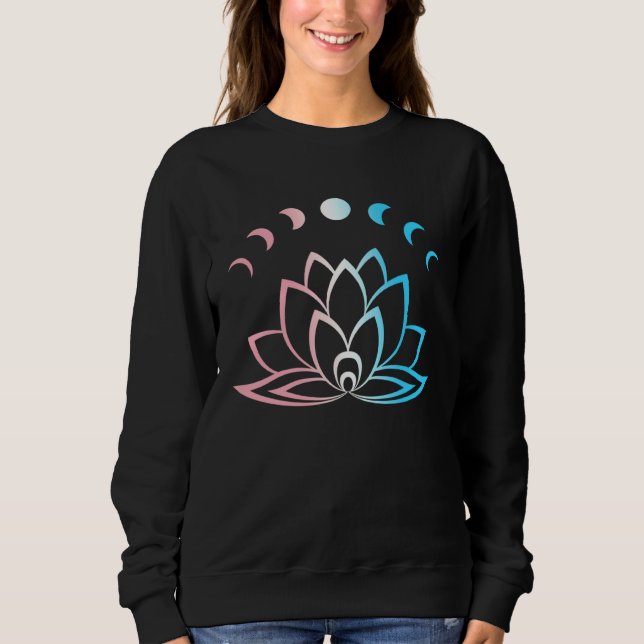 Trans Pride Subtle Yoga Moon Phase Lotus Flower Tr Sweatshirt (Front)