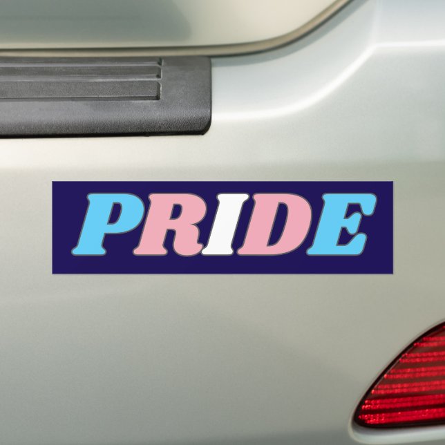 Trans Pride Transgender Flag Colours Typography Bumper Sticker (On Car)