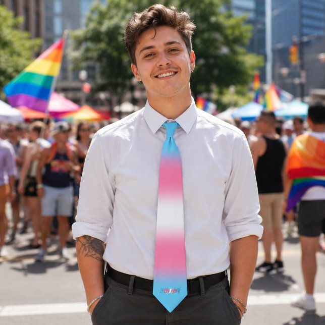 Trans Pride Transgender Flag Colours Typography Tie (Creator Uploaded)