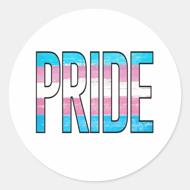 Trans Pride Word Classic Round Sticker (Front)