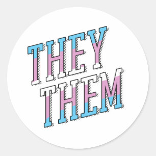 Trans Pronouns They Them Classic Round Sticker