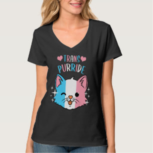 Trans Purride Cat Lgbt Transgender Flag Sunglasse T-Shirt