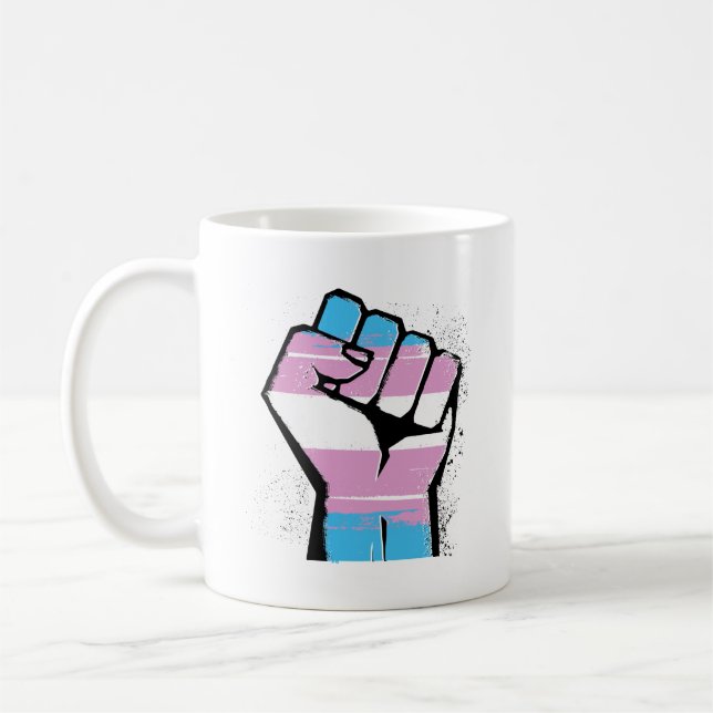 Trans Resistance - Trans Flag and Fist - - Coffee Mug (Left)