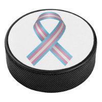 Trans ribbon with white background hockey puck