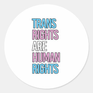 Trans rights are human rights - trans colors outli classic round sticker