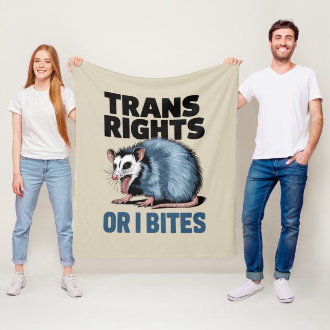 Trans Rights Or I Bites Gay Funny Lgbtq Pride  Fleece Blanket (In Situ)