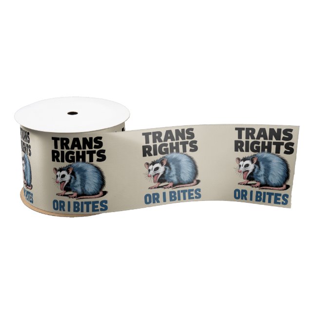 Trans Rights Or I Bites Gay Funny Lgbtq Pride  Satin Ribbon (Spool)