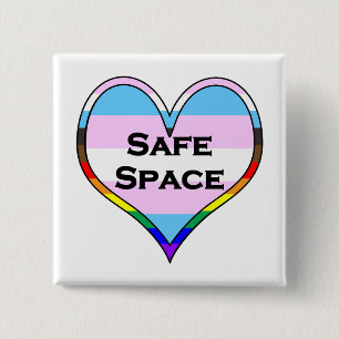 Trans Safe Space Heart 15 Cm Square Badge