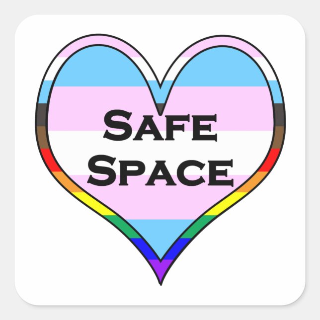 Trans Safe Space Heart Square Sticker (Front)