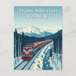 Trans-Siberian Railway Vintage Travel Postcard