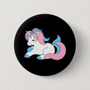 Trans unicorn 6 cm round badge