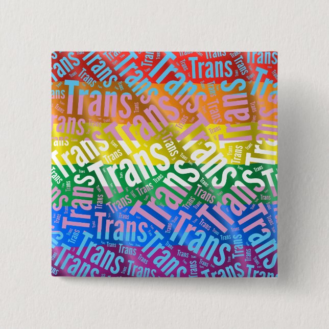 TRANS WORD PATTERN FLAG 15 CM SQUARE BADGE (Front)
