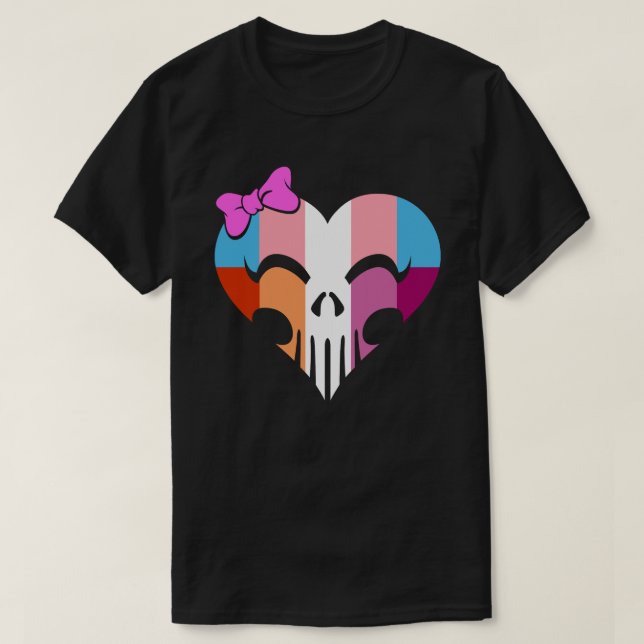 Transbian Pride Skully Unisex T-Shirt (Design Front)