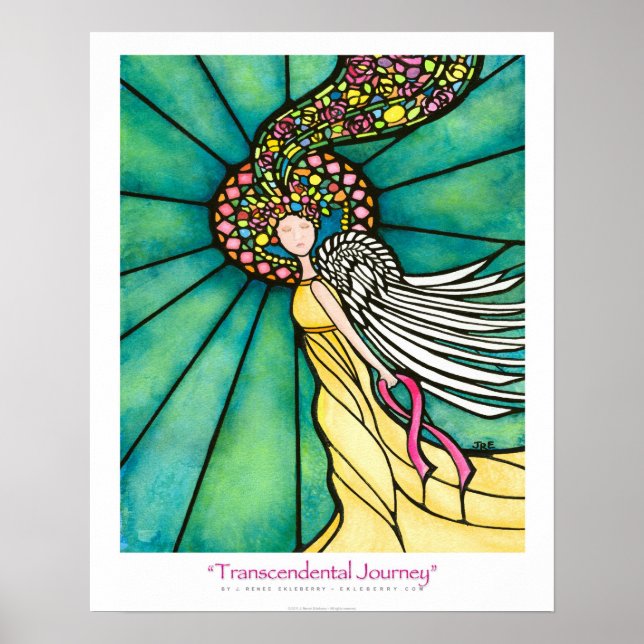 "Transcendental Journey" Pink Ribbon Ekleberry Art Poster (Front)