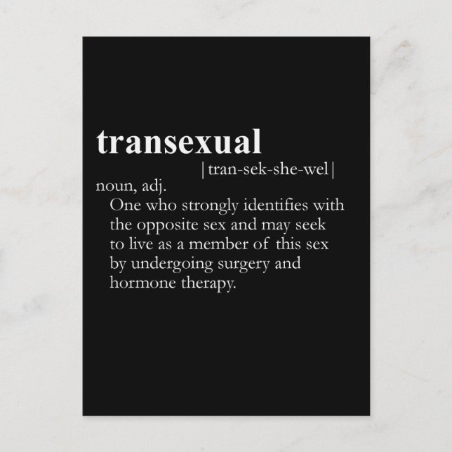 TRANSEXUAL (definition) Postcard (Front)