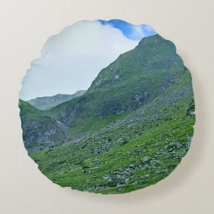 Transfagarasan Alpine Slope – Romania Photography Round Cushion