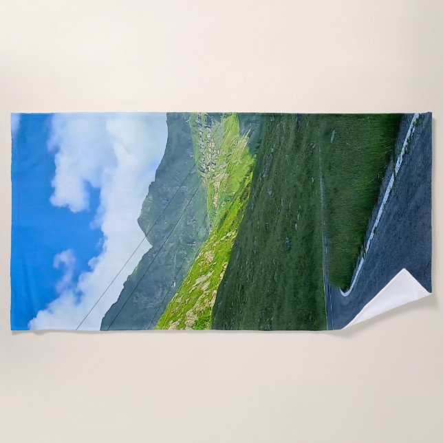 Transfagarasan Alpine View – Romania Mountain Art Beach Towel (Front)