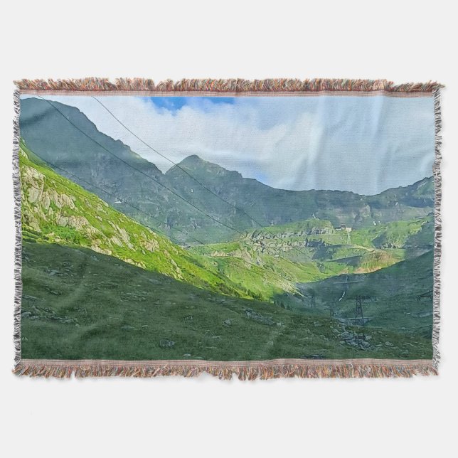 Transfagarasan Alpine View – Romania Mountain Art Throw Blanket (Front)