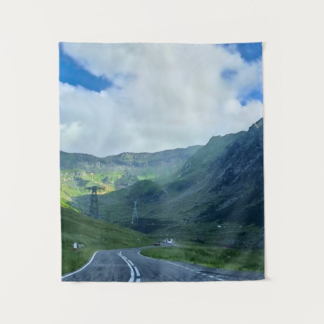 Transfagarasan Road – Carpathian Mountain Print Tapestry (Front)