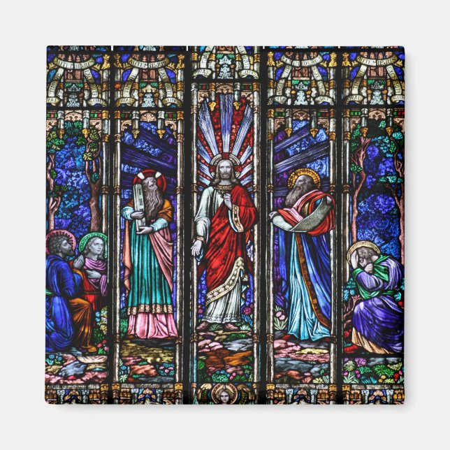 Transfiguration of Jesus Christ Stained Glass Art Magnet (Front)